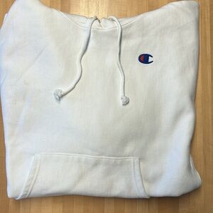 White Champion reverse weave hoodie.